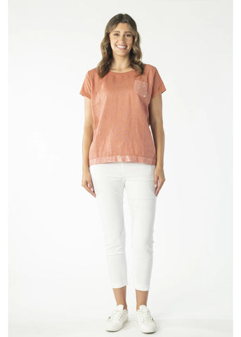 Renoma - Linen Embellished Top-Rust