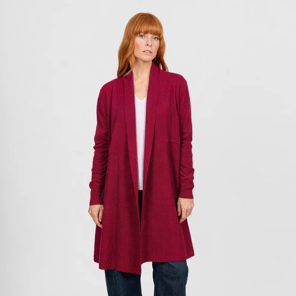 Bridge & Lord - Emily Edge to Edge Longline Cardigan-Cassis