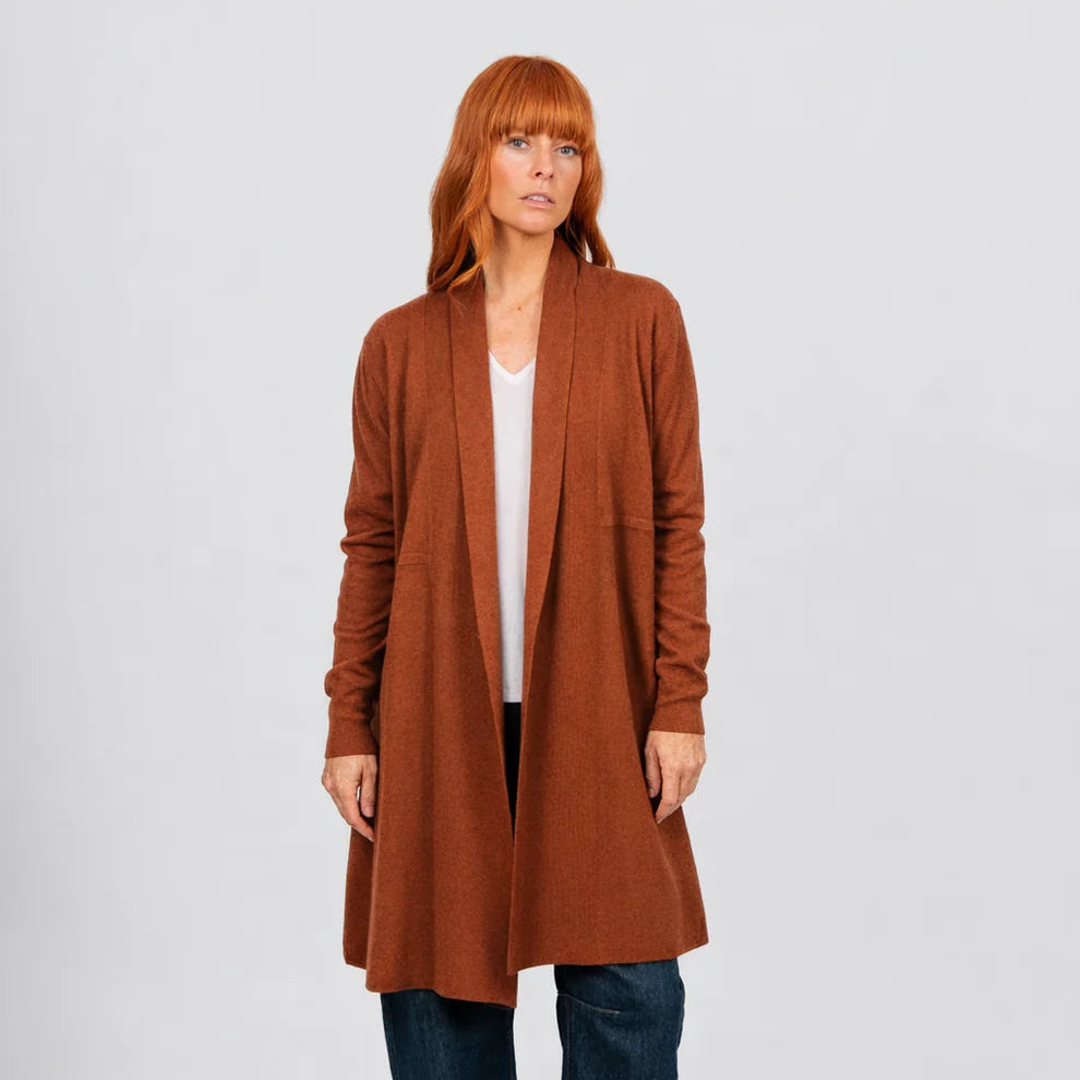 Bridge & Lord - Emily Edge to Edge Longline Cardigan-Cognac