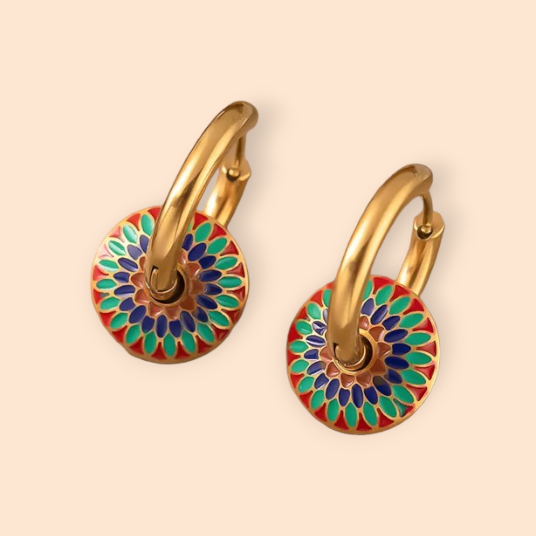 Melange - Fashion Mandala Enamel Hoop Earrings