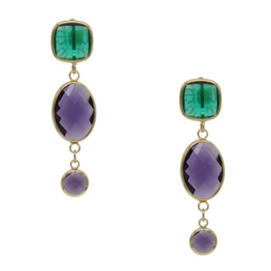 Sun Accessories - Facet Crystal Drop Earrings-Purple