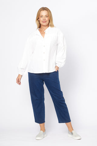 La Strada - Barrel Leg Denim Crop Jeans - Denim Blue