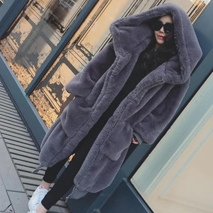 Faux Fur Hooded Long Jacket 1
