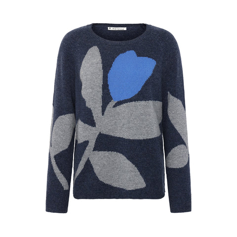 Mansted - Felicia Lambswool Tulip Crew Neck Pullover - Soft Blue