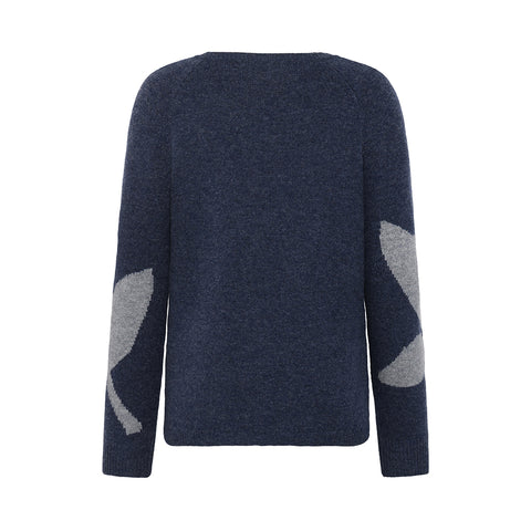 Mansted - Felicia Lambswool Tulip Crew Neck Pullover - Soft Blue
