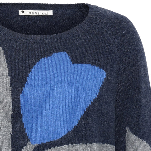 Mansted - Felicia Lambswool Tulip Crew Neck Pullover - Soft Blue