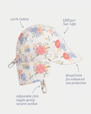 Toshi - Flap Cap - Arcadia Field Flowers - White