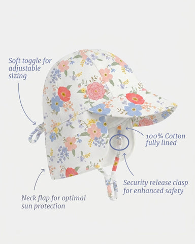 Toshi - Flap Cap - Arcadia Field Flowers - White