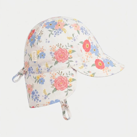 Toshi - Flap Cap - Arcadia Field Flowers - White