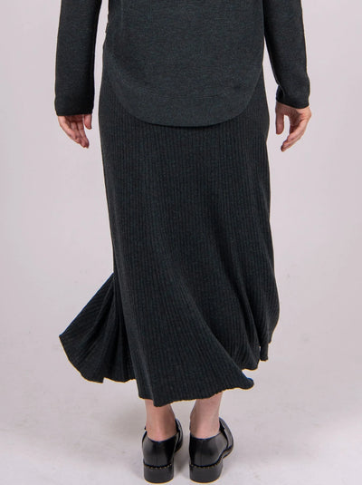 Bridge & Lord - Flared Hem Knit Skirt-Coal