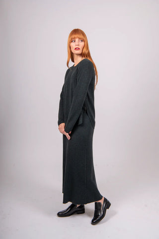 Bridge & Lord - Flared Hem Knit Skirt-Forest