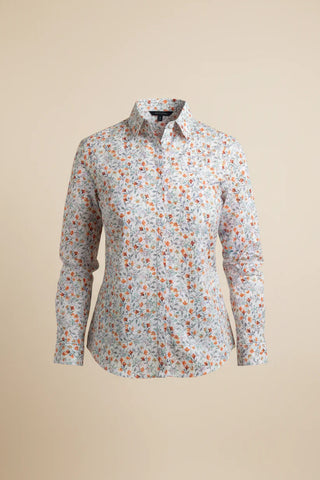 Equinox - Small Floral Cotton Shirt - Paprika
