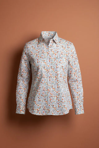 Equinox - Small Floral Cotton Shirt - Paprika