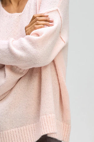LD+Co - Fluffy V-Neck Jumper - Blush