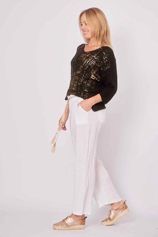 La Strada - Knitted Jumper with Gold Foil Finish-Black