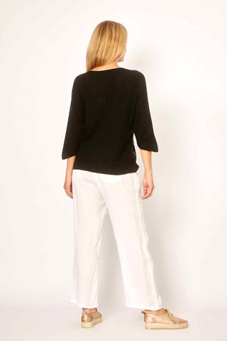 La Strada - Knitted Jumper with Gold Foil Finish-Black