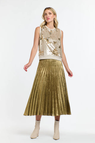 365 Days - Fools Gold Metallic Sunray Skirt-Gold