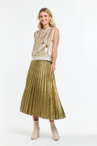 365 Days - Fools Gold Metallic Sunray Skirt-Gold