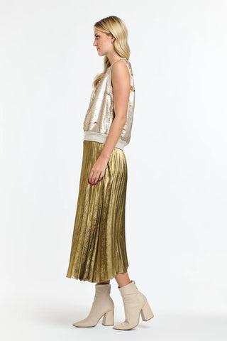 365 Days - Fools Gold Metallic Sunray Skirt-Gold