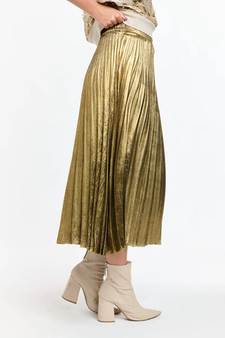 365 Days - Fools Gold Metallic Sunray Skirt-Gold