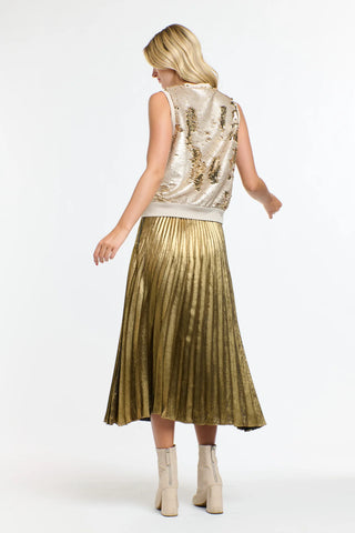 365 Days - Fools Gold Metallic Sunray Skirt-Gold