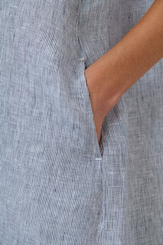 Naturals by O&J - Short Sleeve Linen Shirt Dress - Sliver