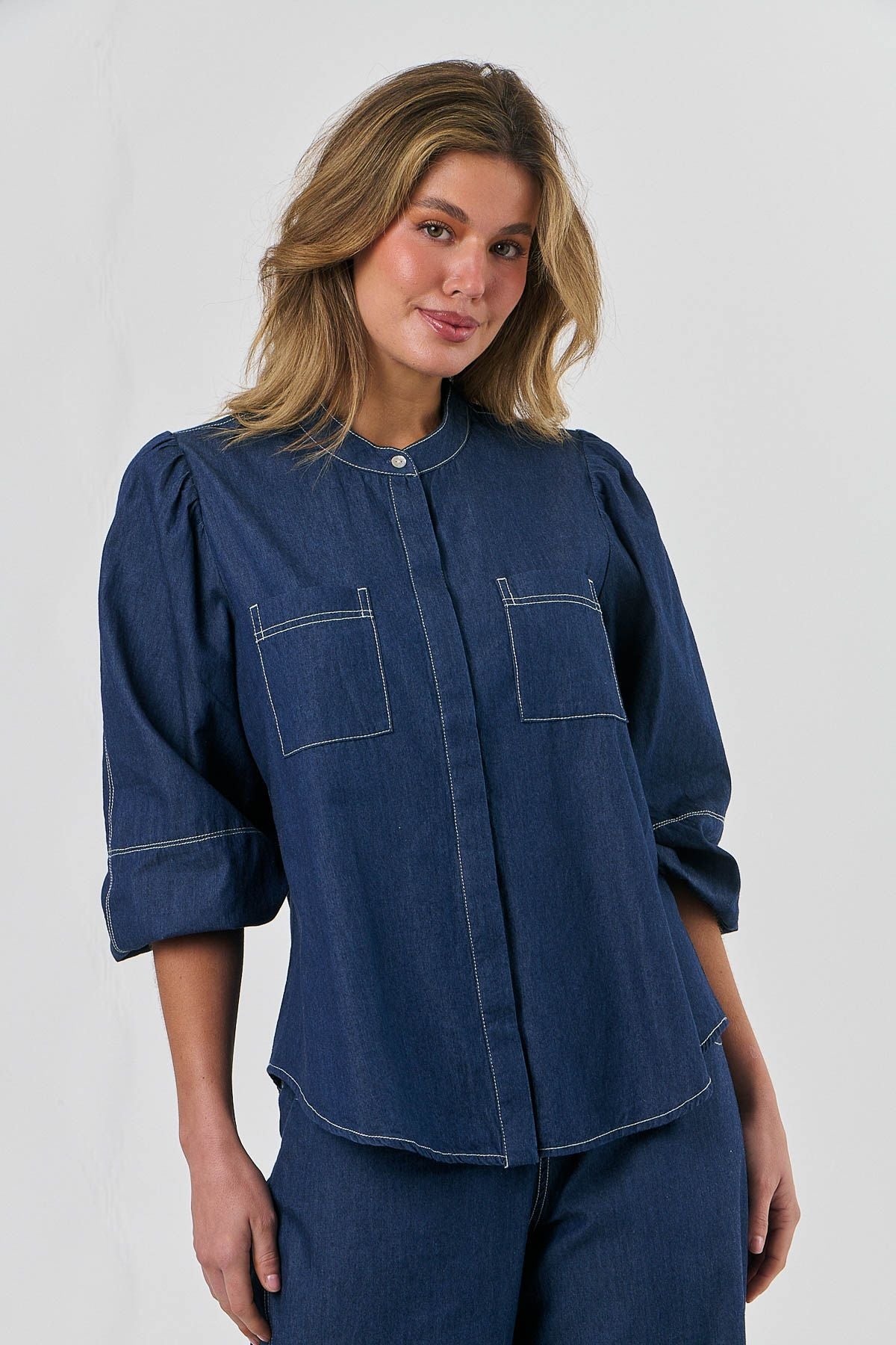 Naturals by O&J - Button Through Top - Denim