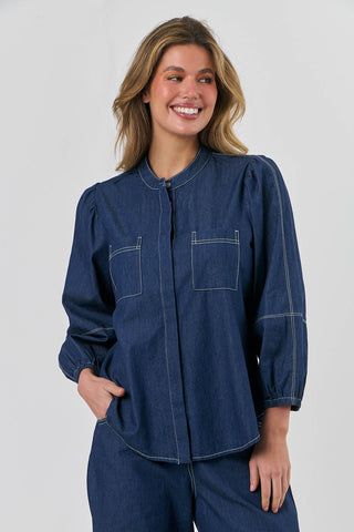 Naturals by O&J - Button Through Top - Denim