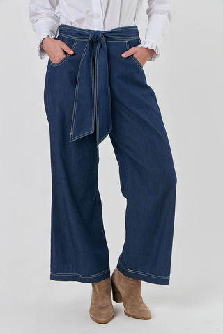 Naturals by O&J - Cotton Wide Leg Long Pants - Denim