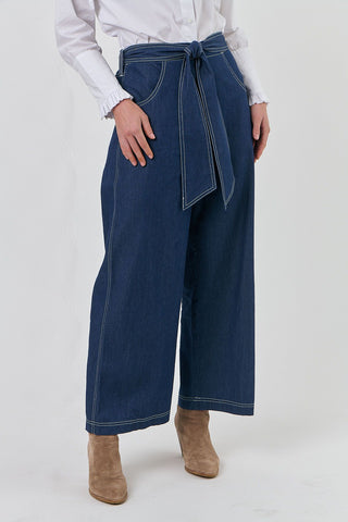 Naturals by O&J - Cotton Wide Leg Long Pants - Denim