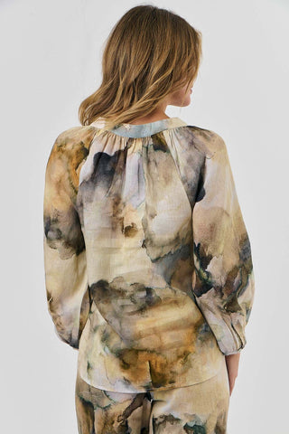 Naturals by O&J - Long Sleeve Linen Blouse-Marble