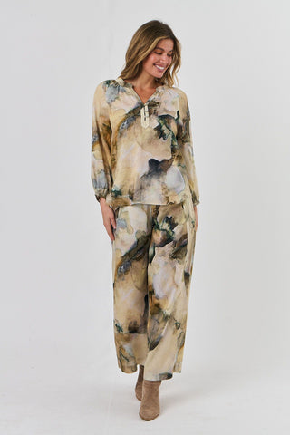 Naturals by O&J - Long Sleeve Linen Blouse-Marble
