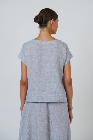 Naturals by O&J - Cap Sleeve Linen Top - sliver