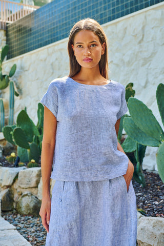 Naturals by O&J - Cap Sleeve Linen Top - sliver