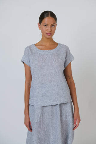 Naturals by O&J - Cap Sleeve Linen Top - sliver