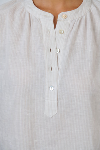Naturals by O&J - Short Sleeve Linen Boxy Top - Sesame