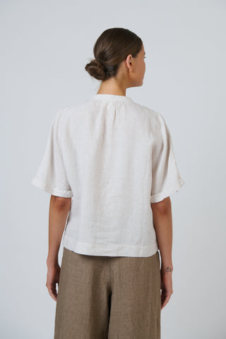 Naturals by O&J - Short Sleeve Linen Boxy Top - Sesame