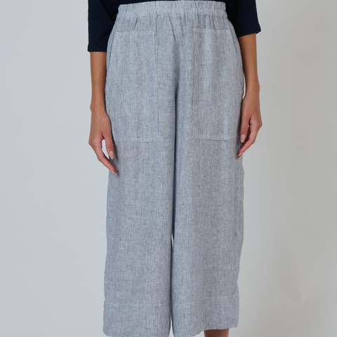Naturals by O&J - Cropped Linen Pant- Sliver