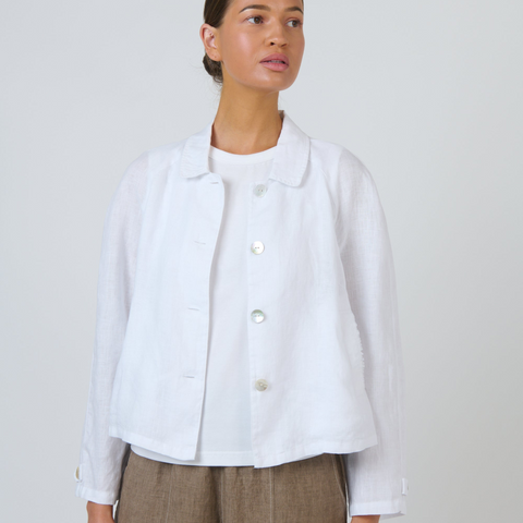 Naturals by O&J - Cropped Linen Jacket - White