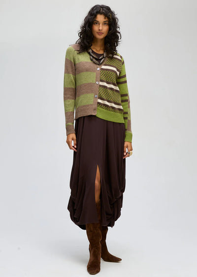 LD+Co - Groove Stripe Cardi-Cocoa
