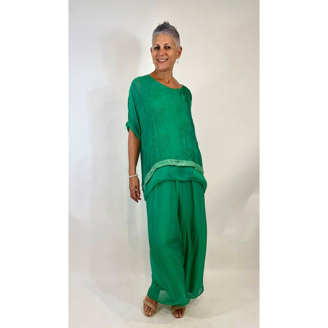 La Strada - Silky Sequin Top Gucci Green
