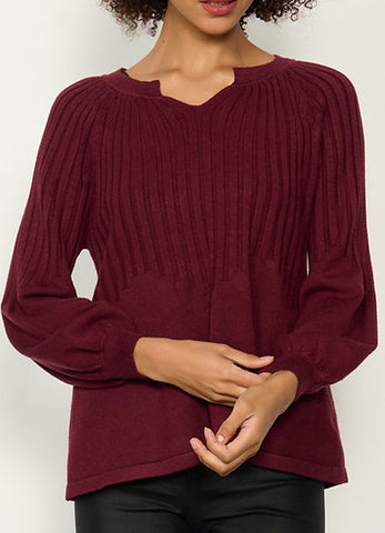 Caju - CZ758 Half Rib Knit Top Shiraz