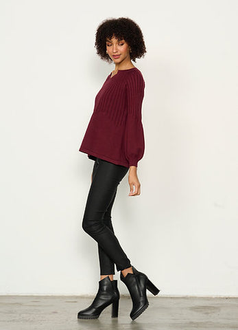 Caju - CZ758 Half Rib Knit Top Shiraz