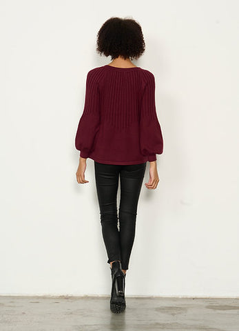 Caju - CZ758 Half Rib Knit Top Shiraz