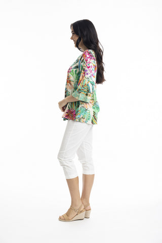 Orientique - Hanalei Top V-Neck Placket - Print