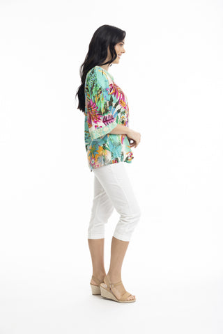 Orientique - Hanalei Top V-Neck Placket - Print