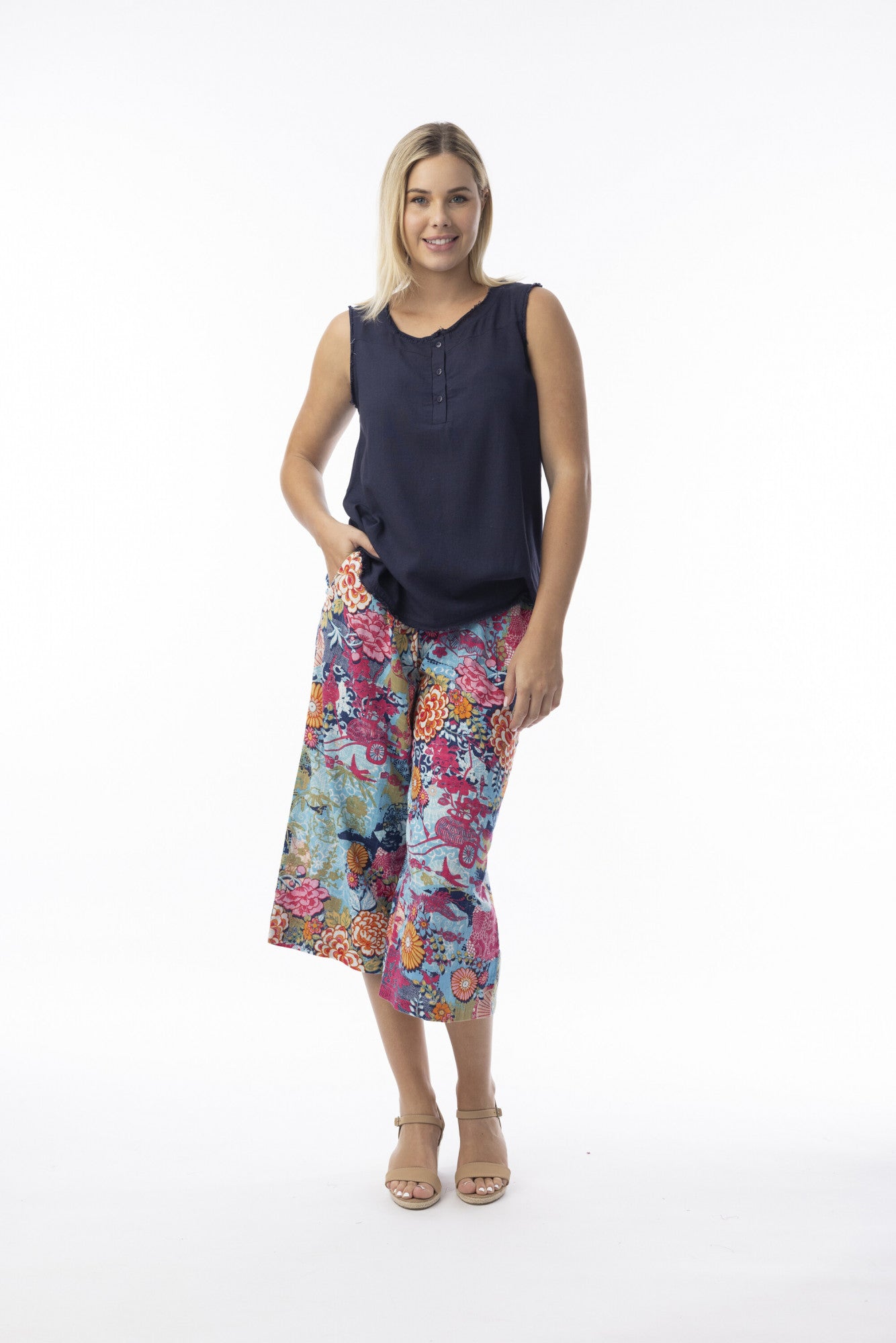 Orientique - Ikebana Wide Leg Cotton Pant