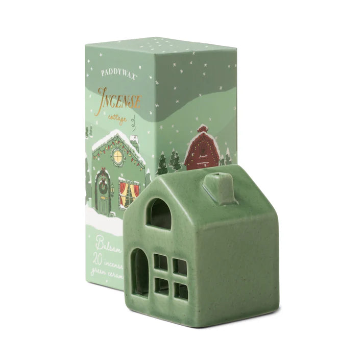 Paddywax - Holiday Town Incense Cone Holder-Green Cottage