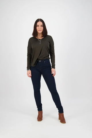 Vassalli - Skinny Leg Full Length Basket Weave Jean-Indigo Denim