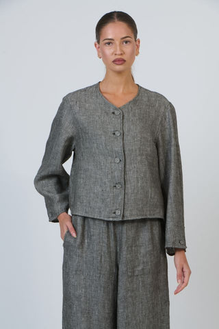 Naturals by O&J - Linen Box Jacket-Tarragon